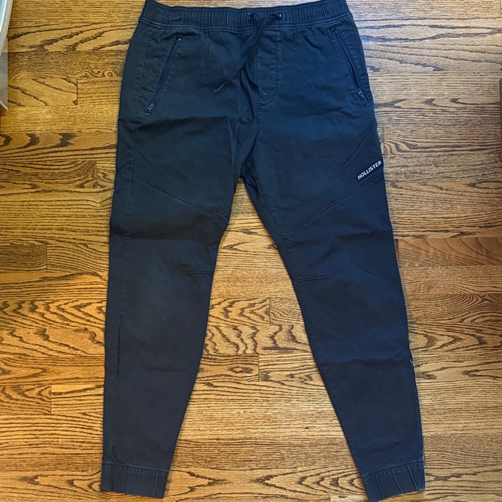 Hollister Men's Dark Gray Joggers with Zippered Pockets